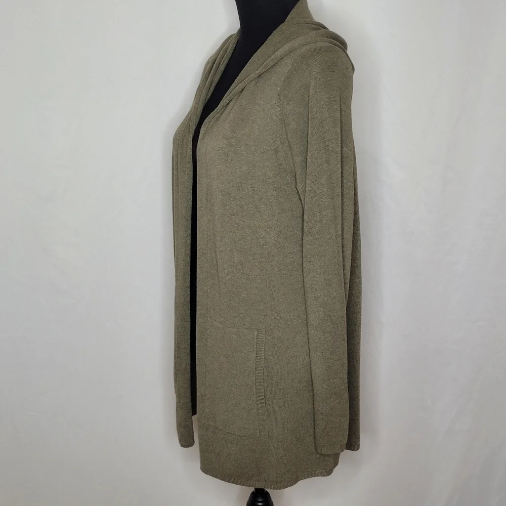 Eileen Fisher Jersey Knit Open-Front Hooded Cardigan - Size PL
